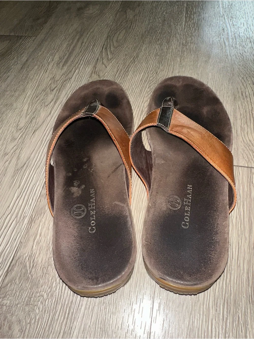 Cole Haan Brown Leather Wide Strap Flip Flop Sandals Men’s Sz 11